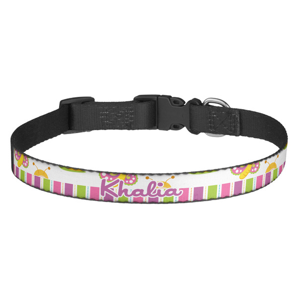 Custom Butterflies & Stripes Dog Collar - Medium (Personalized)