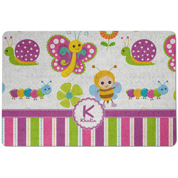 Custom Butterflies & Stripes Dog Food Mat w/ Name and Initial