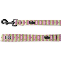 Butterflies & Stripes Deluxe Dog Leash - 4 ft (Personalized)