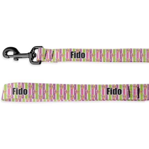 Custom Butterflies & Stripes Deluxe Dog Leash (Personalized)