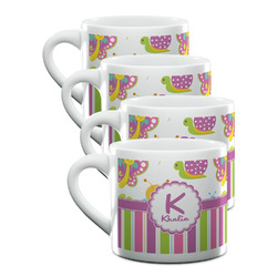 Butterflies & Stripes Double Shot Espresso Cups - Set of 4 (Personalized)