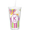Butterflies & Stripes Double Wall Tumbler with Straw (Personalized)