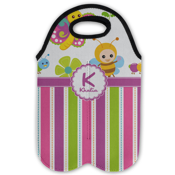 Butterflies & Stripes Double Wine Tote - Flat (new)