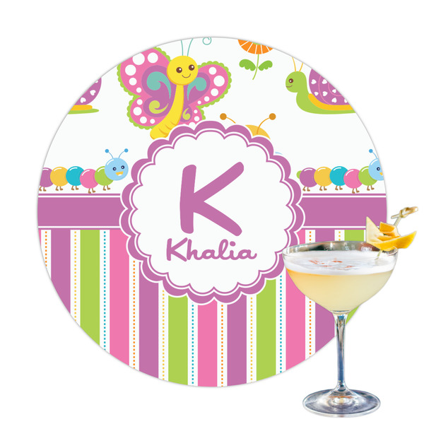 Custom Butterflies & Stripes Printed Drink Topper (Personalized)