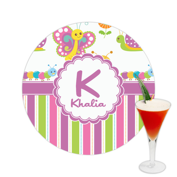Custom Butterflies & Stripes Printed Drink Topper -  2.5" (Personalized)
