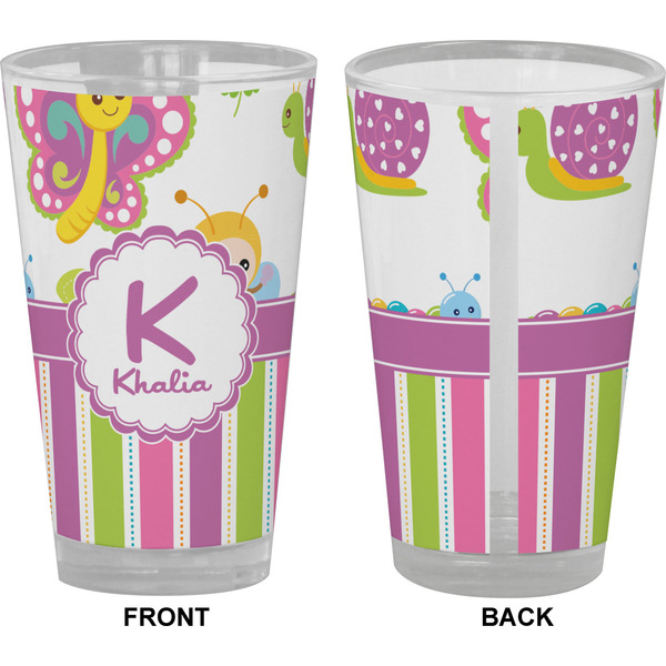 Butterflies & Stripes Pint Glass - Full Color - Front & Back Views