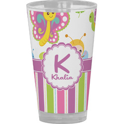 Butterflies & Stripes Pint Glass - Full Color (Personalized)