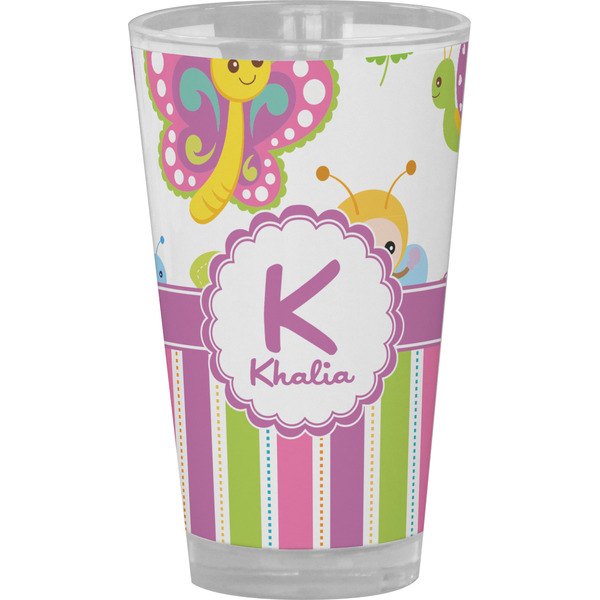 Custom Butterflies & Stripes Pint Glass - Full Color (Personalized)