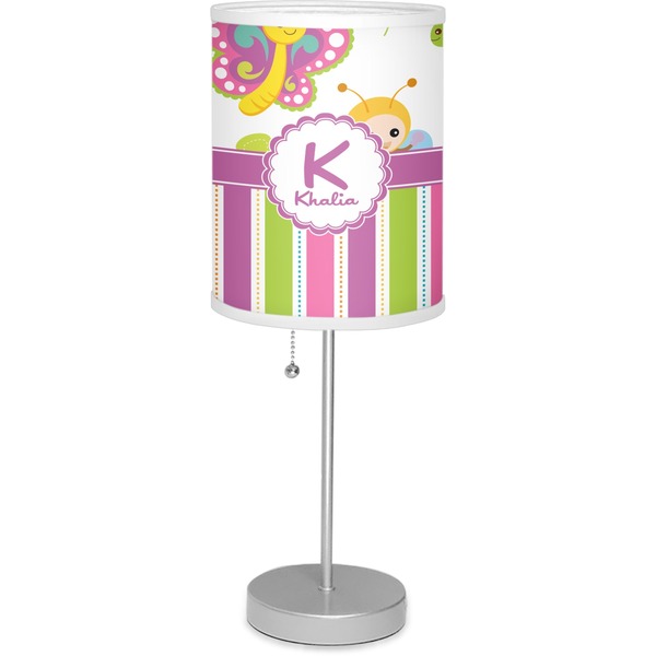 Custom Butterflies & Stripes Lamp with Drum Shade (Personalized)