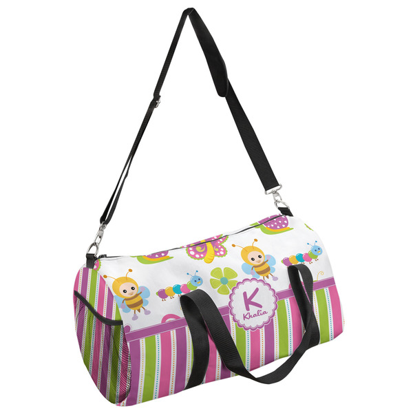Custom Butterflies & Stripes Duffel Bag (Personalized)