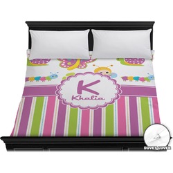 Butterflies & Stripes Duvet Cover - King (Personalized)