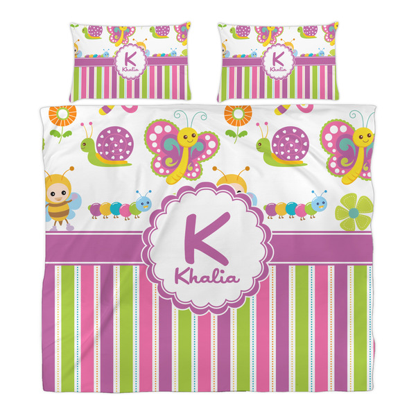 Butterflies & Stripes Duvet Cover Set - King - Alt Approval