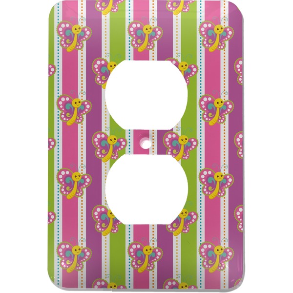 Custom Butterflies & Stripes Electric Outlet Plate