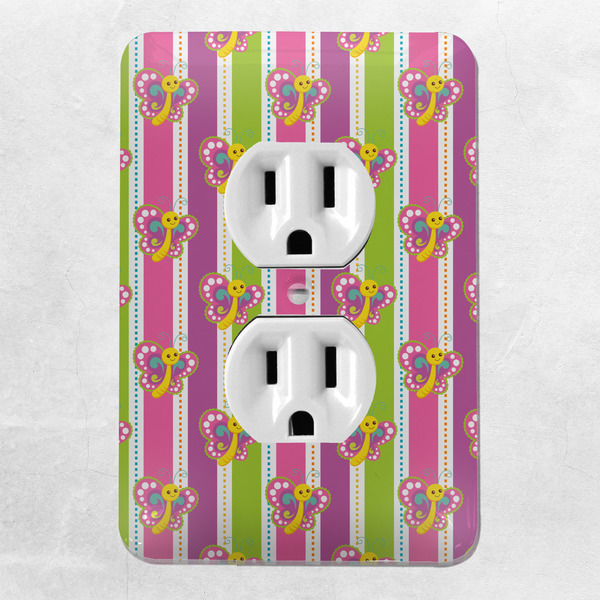 Butterflies & Stripes Electric Outlet Plate - LIFESTYLE