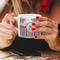 Butterflies & Stripes Espresso Cup - 6oz (Double Shot) LIFESTYLE (Woman hands cropped)