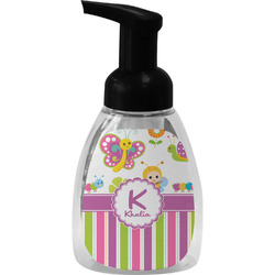 Butterflies & Stripes Foam Soap Bottle - Black (Personalized)