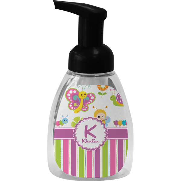 Custom Butterflies & Stripes Foam Soap Bottle - Black (Personalized)