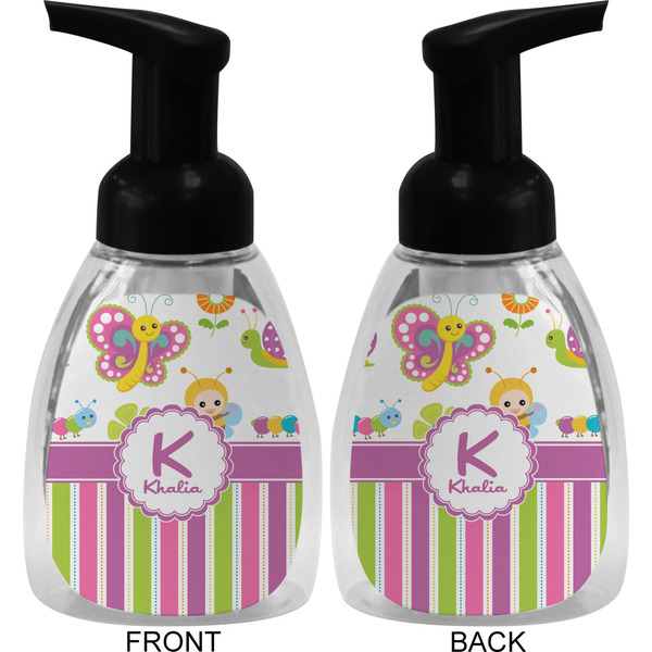 Butterflies & Stripes Foam Soap Bottle (Front & Back)