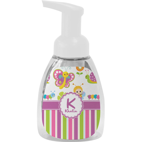 Custom Butterflies & Stripes Foam Soap Bottle - White (Personalized)