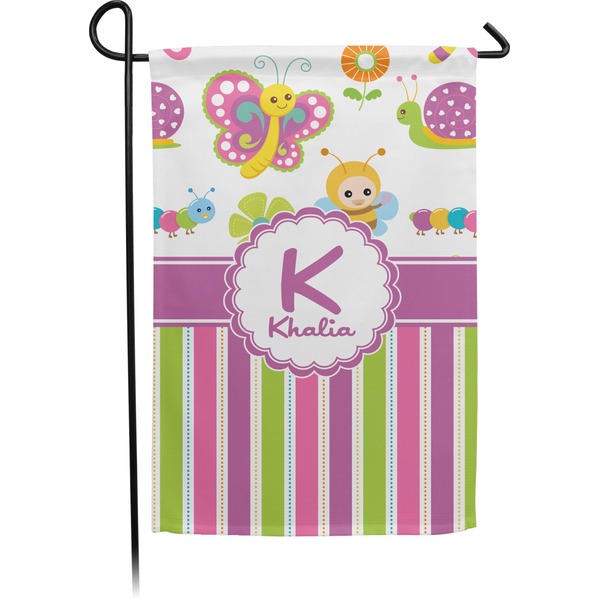 Custom Butterflies & Stripes Small Garden Flag - Double Sided w/ Name and Initial