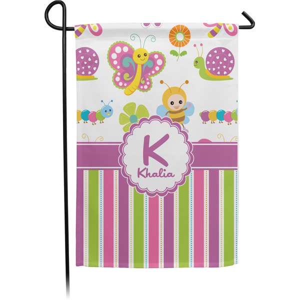 Custom Butterflies & Stripes Small Garden Flag - Single Sided w/ Name and Initial