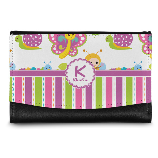 Custom Butterflies & Stripes Genuine Leather Women's Wallet - Small (Personalized)