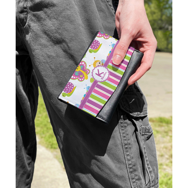 Butterflies & Stripes Genuine Leather Womens Wallet - In Context
