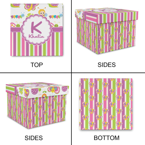 Butterflies & Stripes Gift Boxes with Lid - Canvas Wrapped - Large - Approval