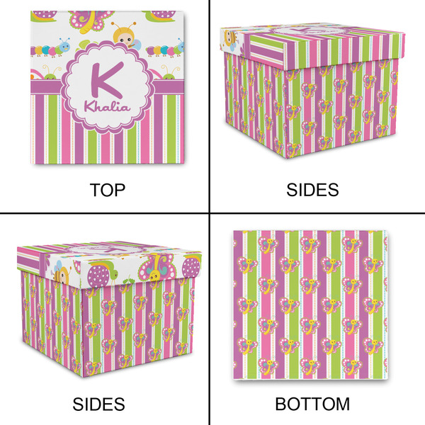 Butterflies & Stripes Gift Boxes with Lid - Canvas Wrapped - Medium - Approval