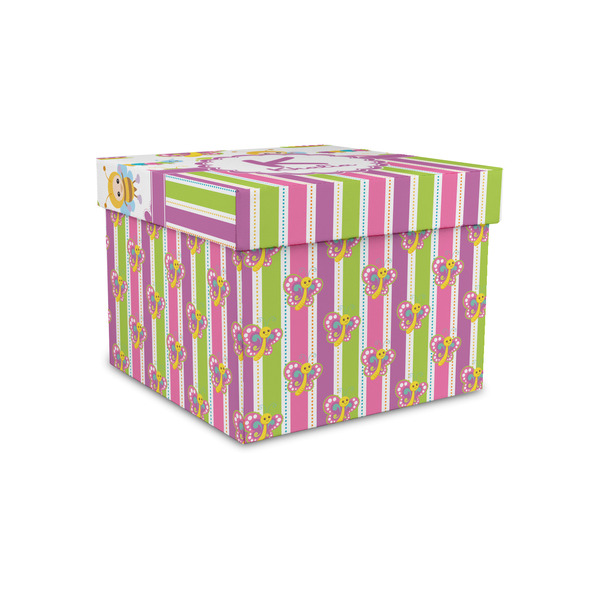Custom Butterflies & Stripes Gift Box with Lid - Canvas Wrapped - Small (Personalized)