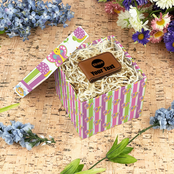 Butterflies & Stripes Gift Boxes with Lid - Canvas Wrapped - Small - In Context