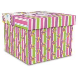 Butterflies & Stripes Gift Box with Lid - Canvas Wrapped - X-Large (Personalized)