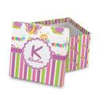 Butterflies & Stripes Gift Box with Lid - Canvas Wrapped (Personalized)