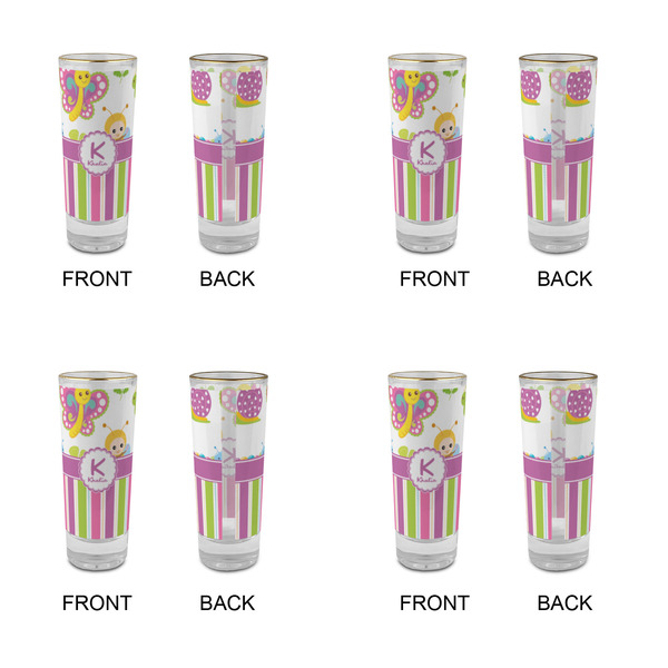 Butterflies & Stripes Glass Shot Glass - 2 oz - Set of 4 - APPROVAL