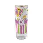 Butterflies & Stripes 2 oz Shot Glass -  Glass with Gold Rim - Set of 4 (Personalized)
