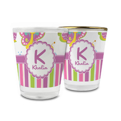 Butterflies & Stripes Glass Shot Glass - 1.5 oz (Personalized)