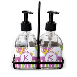Butterflies & Stripes Glass Soap & Lotion Bottles (Personalized)
