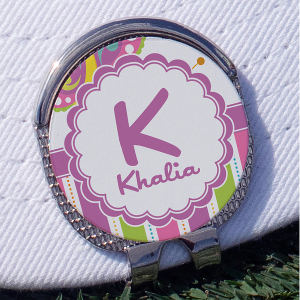 Custom Butterflies & Stripes Golf Ball Marker - Hat Clip
