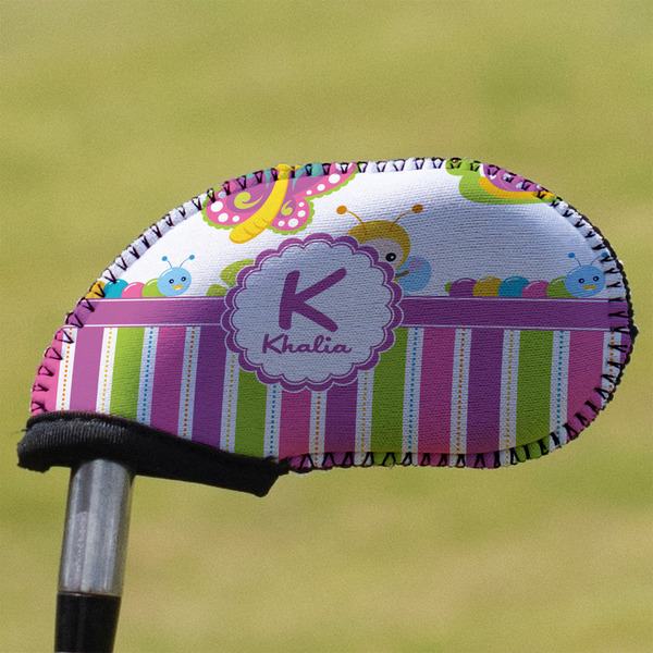 Custom Butterflies & Stripes Golf Club Iron Cover - Single (Personalized)