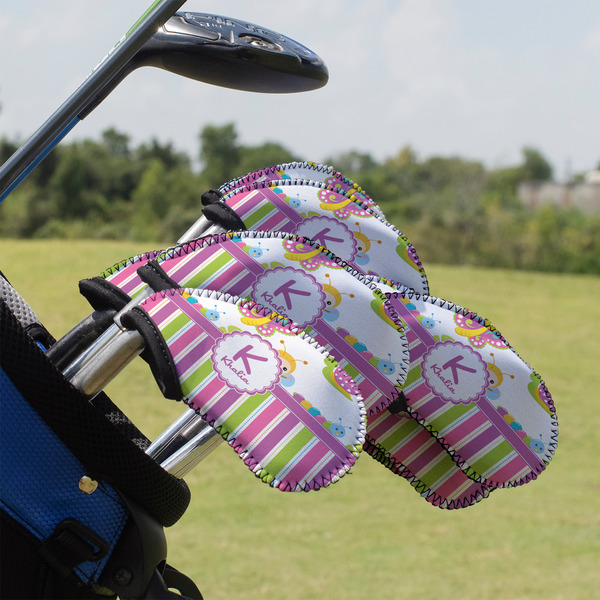 Custom Butterflies & Stripes Golf Club Iron Cover - Set of 9 (Personalized)
