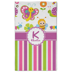Butterflies & Stripes Golf Towel - Poly-Cotton Blend w/ Name and Initial