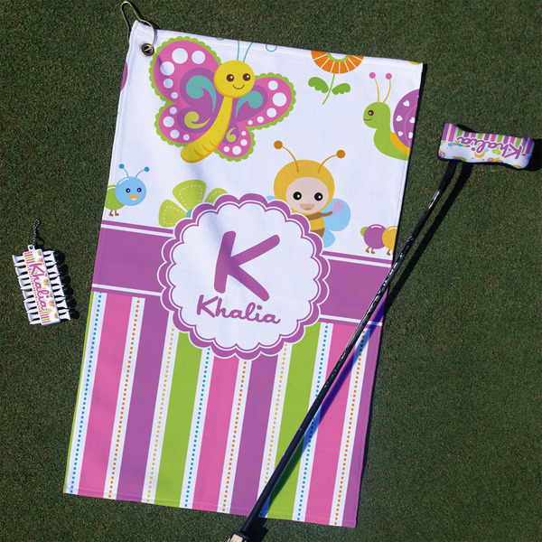 Custom Butterflies & Stripes Golf Towel Gift Set (Personalized)