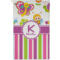 Butterflies & Stripes Golf Towel - Poly-Cotton Blend - Small w/ Name and Initial