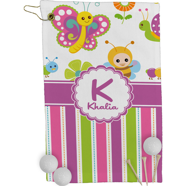 Butterflies & Stripes Golf Towel (Personalized)