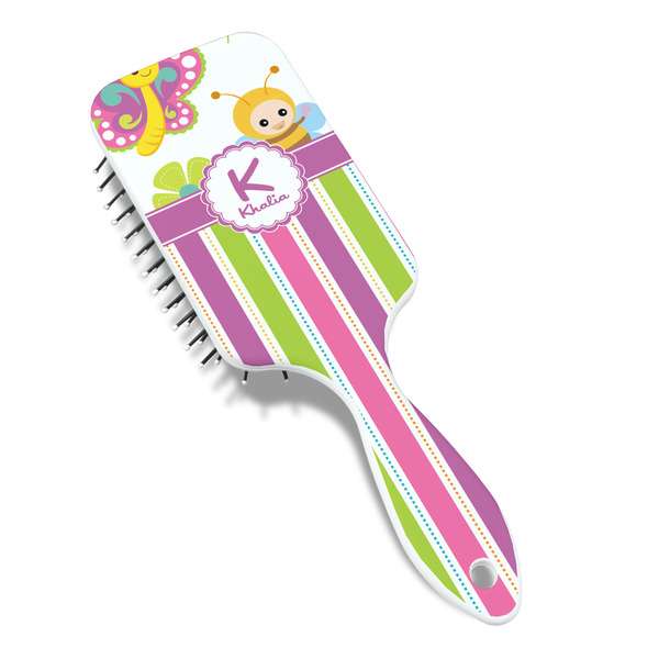 Butterflies & Stripes Hair Brush - Angle View