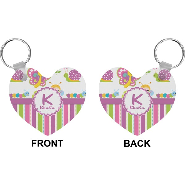 Butterflies & Stripes Heart Keychain (Front + Back)
