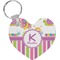 Butterflies & Stripes Heart Keychain (Personalized)
