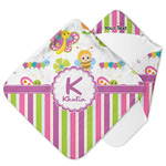 Butterflies & Stripes Hooded Baby Towel (Personalized)