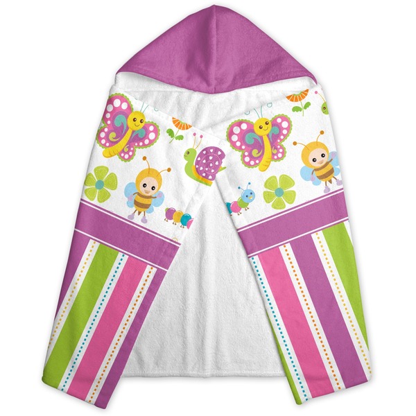 Butterflies & Stripes Hooded Towel - Folded