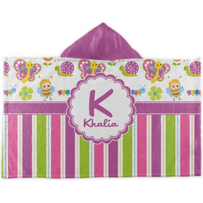 Butterflies & Stripes Kids Hooded Towel (Personalized)